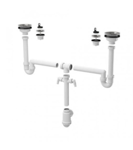 Сифон для сдвоенной мойки ALCAPLAST A448P-DN50/40