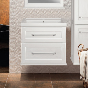 Тумба с раковиной ASB Wood Line Венеция 70 белая, патина серебро